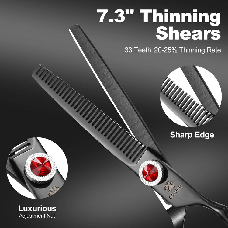 GLADOG Professional 5 in 1 Dog Grooming Scissors Set with Safety Round Tips, Sharp and Heavy-duty Pet Grooming Shears for Cats