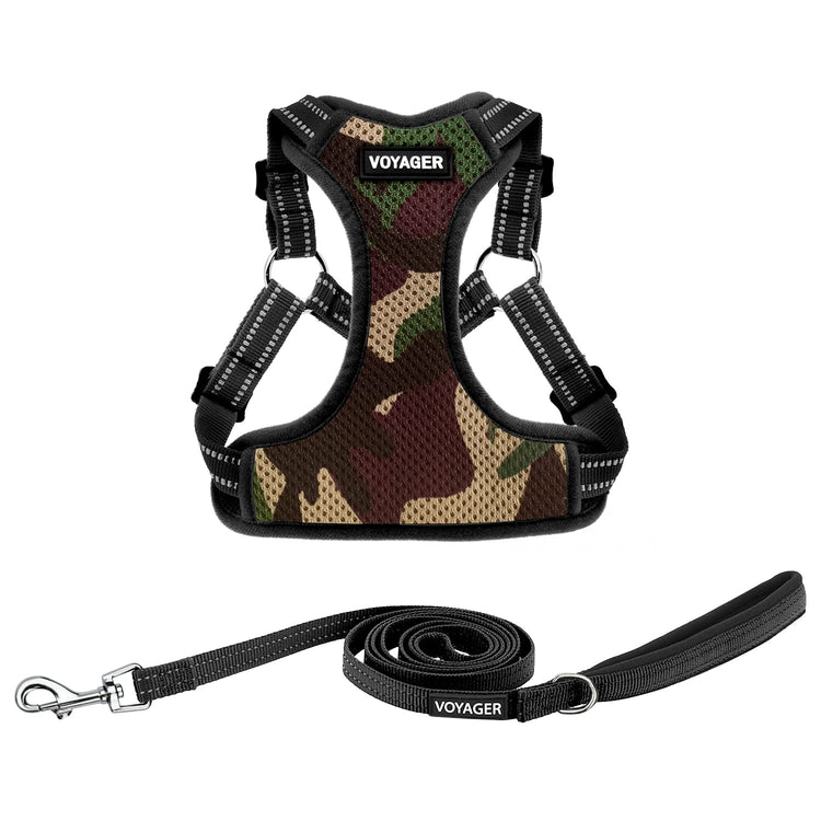 Best Pet Supplies Voyager Adjustable Step-in Flex Breathable Mesh Dog Harness for Small Medium Large Dogs Leash Set (Purple), M