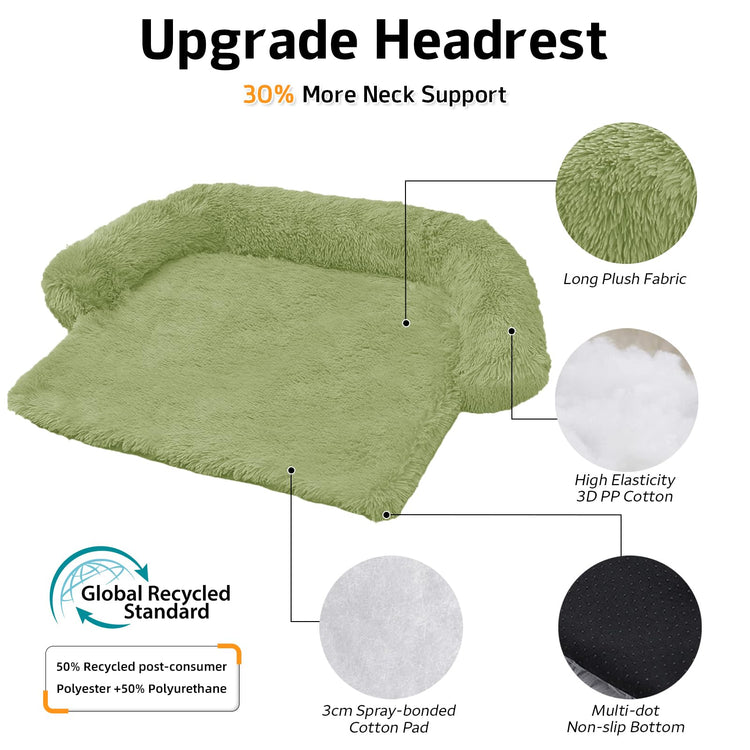 Calming Dog Bed Fluffy Plush Dog Mat for Furniture Protector with Removable Washable Cover for Large Medium Small Dogs and Cats (Small(35x31x5), Light Grey)