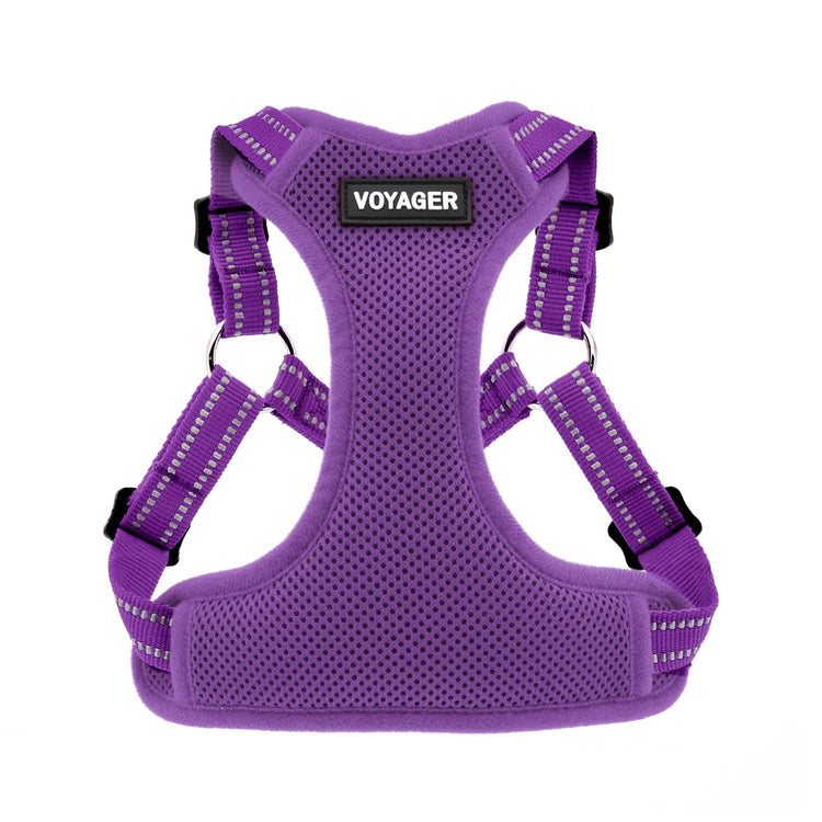 Best Pet Supplies Voyager Adjustable Step-in Flex Breathable Mesh Dog Harness for Small Medium Large Dogs Leash Set (Purple), M