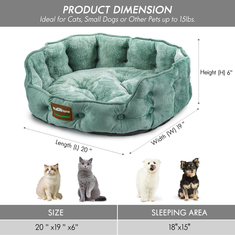 ClevaHome Cat Dog Bed for Small Pets up to 15lbs - Round Cat Beds for Indoor Cats, Machine Washable Comfortable Pet Bed for Puppy and Kitten with Non-Slip Bottom (Plum Pink)