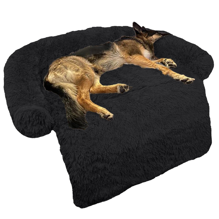 Calming Dog Bed Fluffy Plush Dog Mat for Furniture Protector with Removable Washable Cover for Large Medium Small Dogs and Cats (Small(35x31x5), Light Grey)