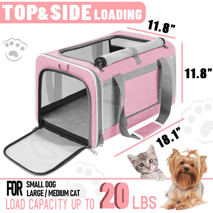 GAPZER Small Dog Carrier Cage Soft Chihuahua / Softshell Big Cat Carrier Maine Coon / Pet Taxi Carrying Bag over 25lbs / Top Loader Travel Kennel Brown