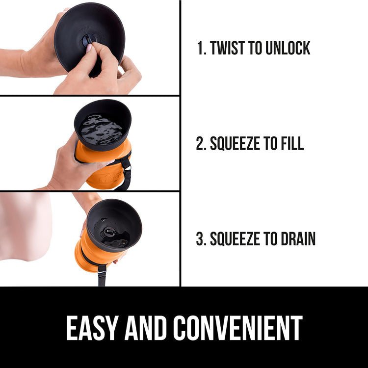 GORILLA GRIP Dog Water Bottle, Portable Water Bowl Dispenser for Dogs, 12 oz Leak Proof Pet Travel Squeeze Bottles, Food Grade Silicone, to Go Puppy Essentials, Hiking Camping Trip Accessories, Pink