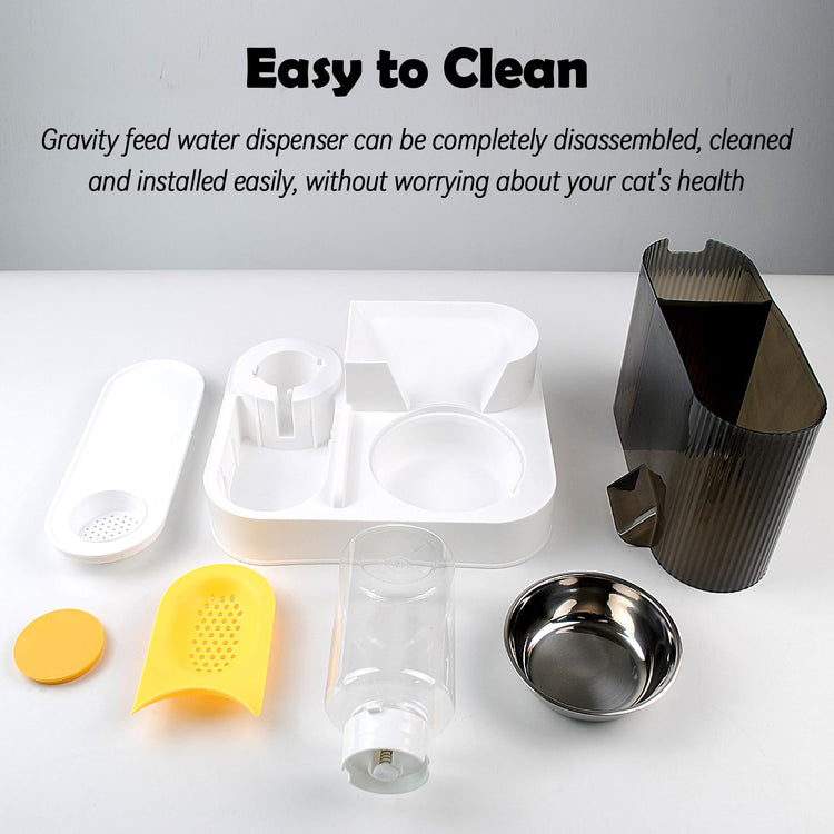 2 in 1 Automatic Cat Feeder & Water Dispenser,Gravity Pet Feeder Stainless Steel Food Water Bowl All-in-One Large Capacity Self Feeding for Cats Dogs Small Medium Pets(Green)
