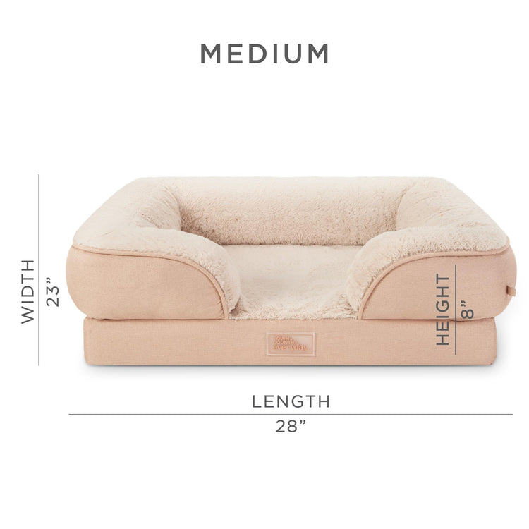Town & Country Everyday CuddleTown Comfy Solid Bolster Sofa Pet Bed, Supportive & Calming Egg Crate Foam, Non-Slip Bottom, Machine Washable Cover, Grey, Medium 28"x23"x8"