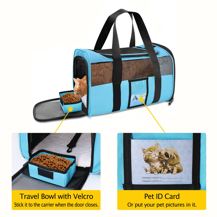 Refrze Cat Carrier,Dog Carriers for Small Dogs Medium Cats Pet Carrier up to 15 Lbs, TSA Airline Approved Cat Carrier Soft, Cat Dog Crate Travel Bag,Grey