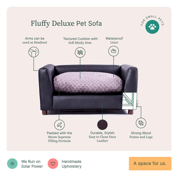 Keet Fluffy Deluxe Pet Bed Sofa Chocolate Small