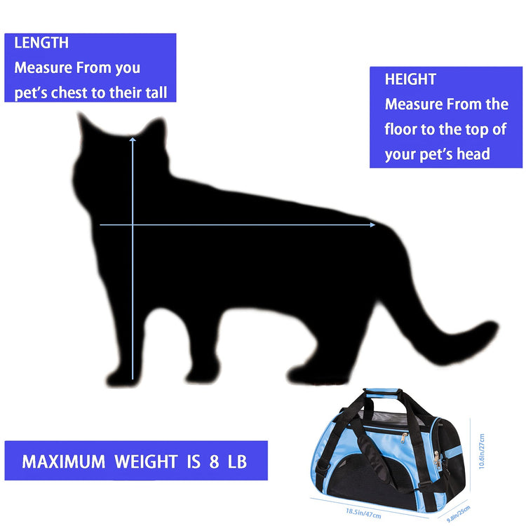 MuchL Pet Carrier Soft-Sided Carriers for Cat Carriers Dog Carrier for Small Medium Cats Dogs Puppies Pet Carrier Airline Approved Cat Dog Pet Travel Carrier (Small, Blue)