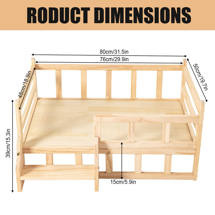 PetsFurniture Comfortable Cat & Dog Bed Frame - Wooden, Up to 66 lbs (L)