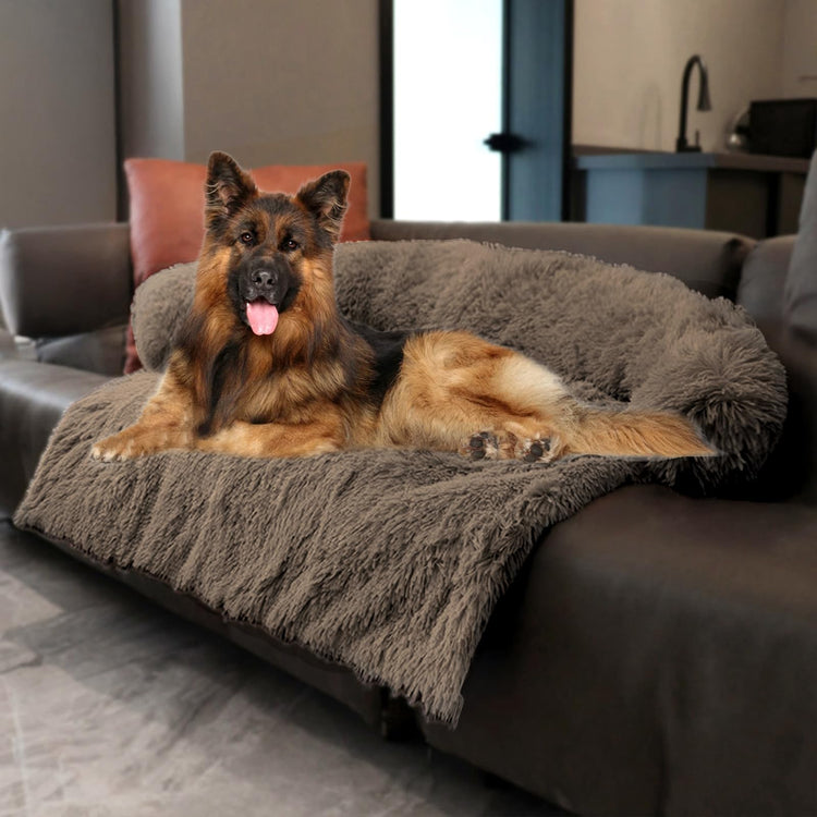 Calming Dogs/Cats Bed Mats, Dog Pad Washable Removable Couch Cover, Plush Long Fur Mat for Pets, Waterproof Lining, Perfect for Small, Medium and Large Dogs and Cats (Gradient Gray, 36"x31")