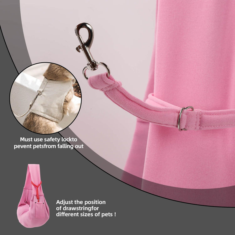 Dog Carrier Sling - Reversible Puppy Carrier Purse with Storage Pocket, Hand-Free Dog Sling Carrier for Carry Small Dogs and Cats, Travel Safety Harness, Dog and Cat Harness(Black)