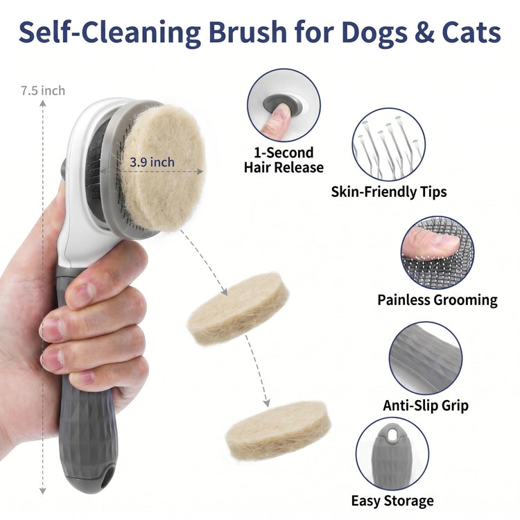 5-Piece Pet Grooming Kit for Dogs & Cats - Professional Deshedding, Detangling & Bathing Set for Long, Curly & Thick Coats - Blue