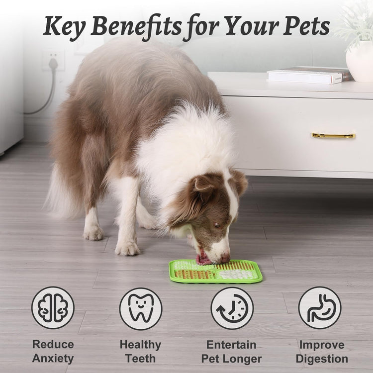 MateeyLife 2PCS Small Lick Mat for Dogs and Cats, Licking Mats for Dog Anxiety Relief, Cat Peanut Butter Lick Pad for Boredom Reducer, Dog Treat Mat Perfect for Bathing Grooming Blue&Green