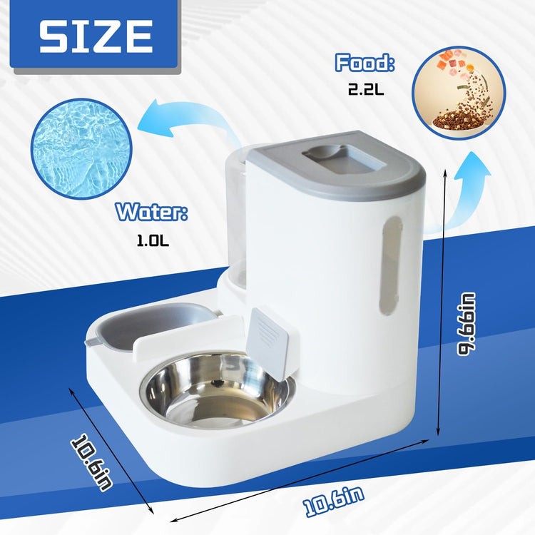 2 in 1 Automatic Cat Feeder & Water Dispenser,Gravity Pet Feeder Stainless Steel Food Water Bowl All-in-One Large Capacity Self Feeding for Cats Dogs Small Medium Pets(Green)