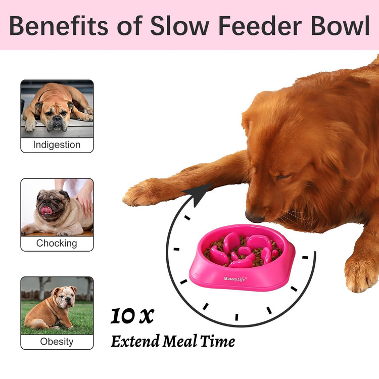 MateeyLife Slow Feeder Dog Bowls 2PCS, Anti-Choking Puzzle Dog Food Bowls, Anti-Slip Interactive Feeding Slow Down Eating, Bloat Stop Maze Dishes for Medium Breeds