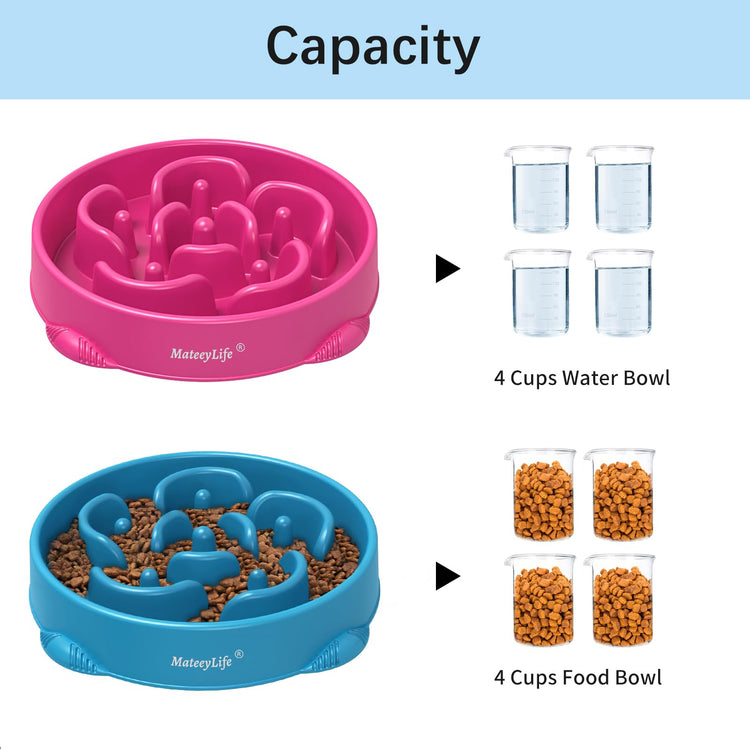 MateeyLife Slow Feeder Dog Bowls 2PCS, Anti-Choking Puzzle Dog Food Bowls, Anti-Slip Interactive Feeding Slow Down Eating, Bloat Stop Maze Dishes for Medium Breeds