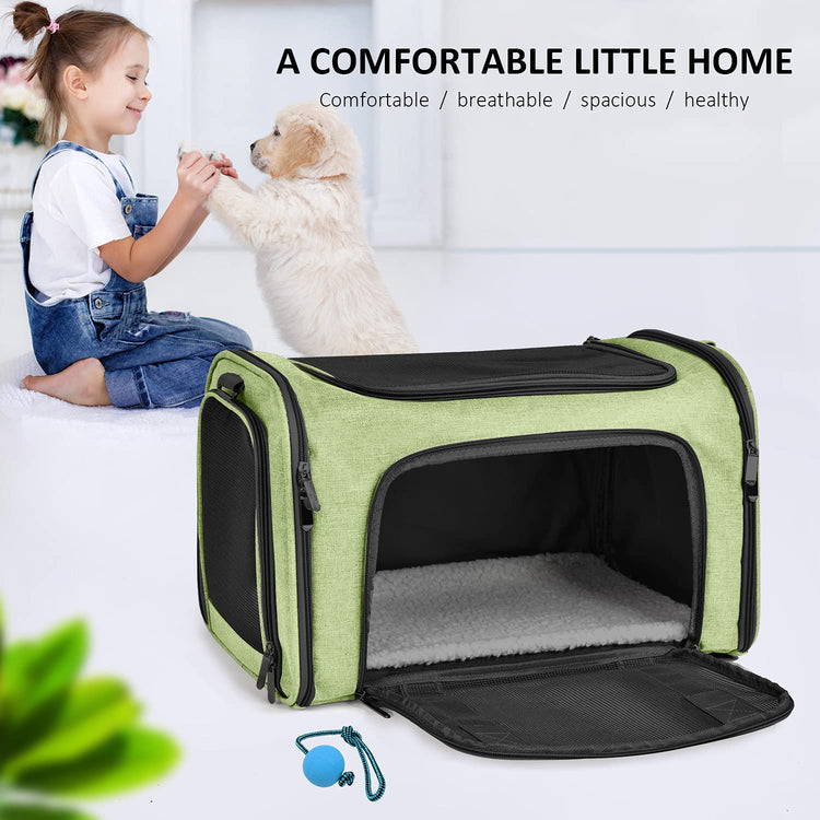 Henkelion Cat Carriers Dog Carrier Pet Carrier For Small / Medium Cats Dogs Puppies (Up To 15lbs), TSA Airline Approved Small Dog Carrier Soft Sided, Collapsible Waterproof Travel Puppy Carrier - Grey