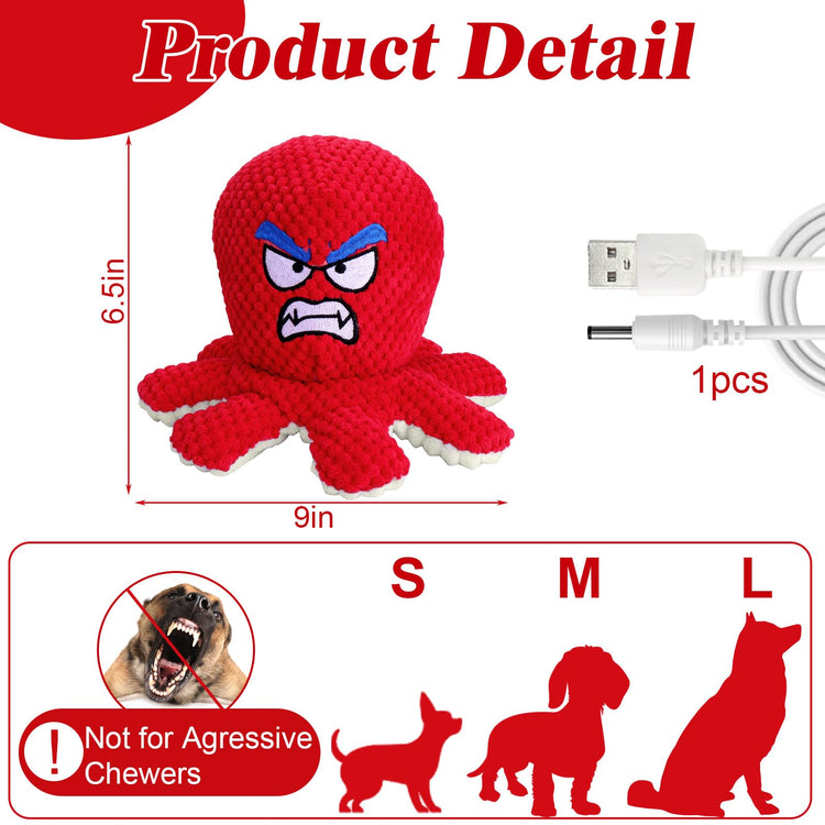 Mity rain Interactive Dog Toys with Thicken Plush, Moving Dog Toy with Recording Mode Shaking & Singing Mode Bouncing, Funny Ball Jumping to Keep Them Busy & Chase, Rechargeable (Octopus)