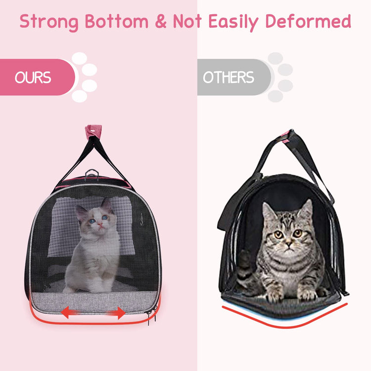 BurgeonNest Cat Carrier for Large Cats 20 lbs, Soft-Sided Pet Carrier for Small Dogs Medium Puppy Under 25 lbs, Puppy Travel Bag with Big Storage Bag, 4 Ventilated Windows, 3 Doors