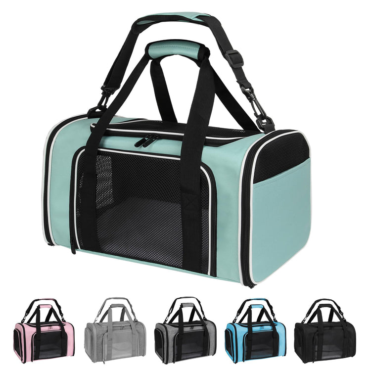 Cat Dog Carriers Soft-Sided, Pet Travel Carrier for Small Cats Dogs Under to15lbs, Soft-Solid Collapsible Carrier,(Medium,Green)