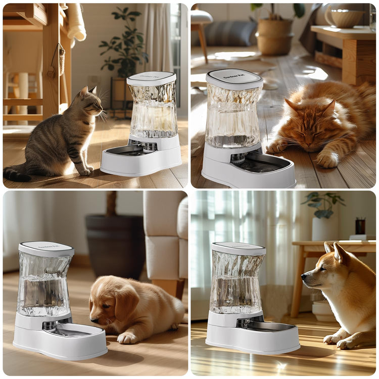 Gardner Pet Automatic Dog Water Dispenser Gravity Stainless Steel Water Waterer Feeder, 100% BPA-Free Large Capacity Water Feeding Bowls for Medium & Large-Sized Dogs Cats Other Pets -(1 Gallon)