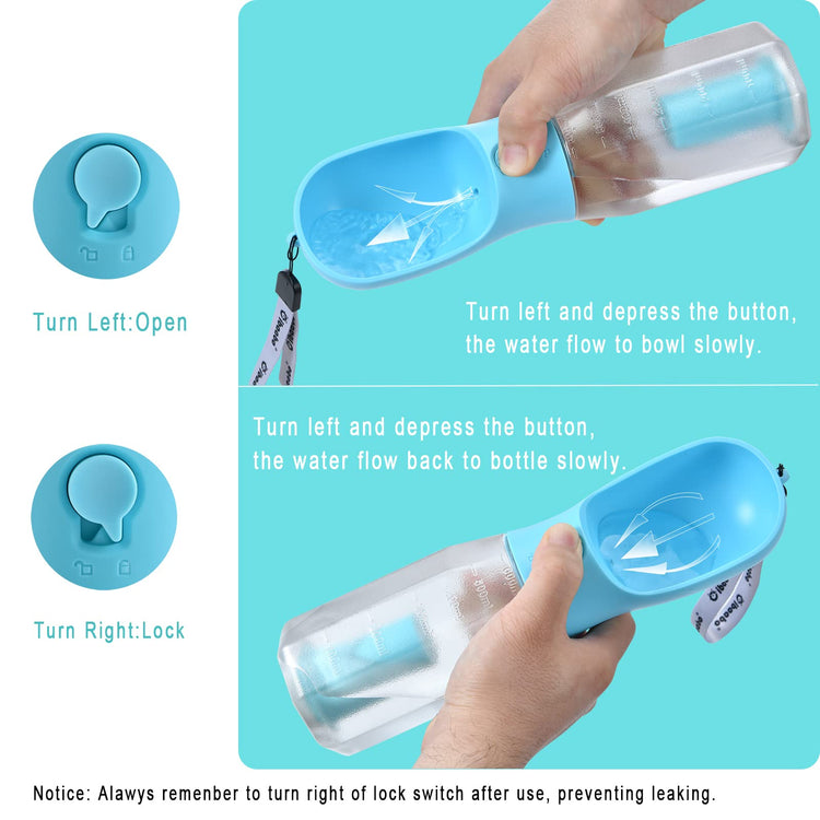 Cibaabo Dog Water Bottle with Food Container & Poop Bag Holder, Travel Water Bowl, Portable Pet Dispenser, Dog Gifts Stuff Accessories Items, Puppy Essentials for Yorkie Chihuahua Walking Hiking