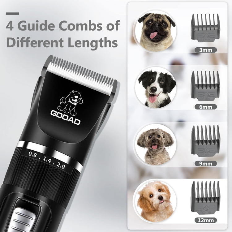 Dog Clippers for Grooming for Heavy Thick Hair&Coats,Low Noise Hair Trimmer,Rechargeable Cordless Pet Shaver, Dog Grooming Kit with Paw Trimmer Nail Grinder for Small Large Dogs