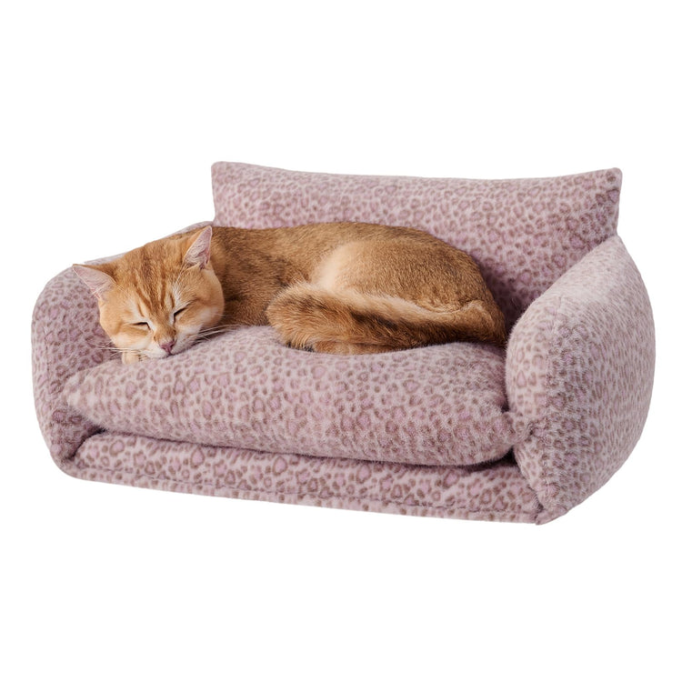 Hollypet Cat Bed Fluffy Plush Multifunctional Double-Layer Machine Washable Soft Warming Kitty Pet Couch Orthopedic Nest Beds for Small Cats Kitten and Dogs up to 13lbs, Khaki(25x20x13 inch)