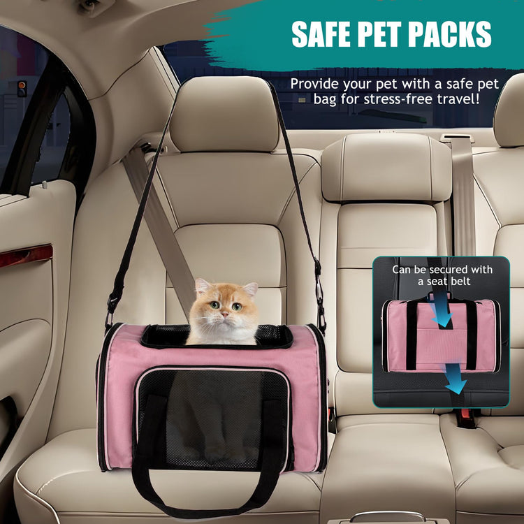 Cat, Dog Carrier for Small Medium Pet Carriers Up to15Lbs, Cats Carrier Soft- Sided Puppy Dogs Bag Portable Foldable Airline Approved Carrier Travel (Green 18 * 11 * 11)