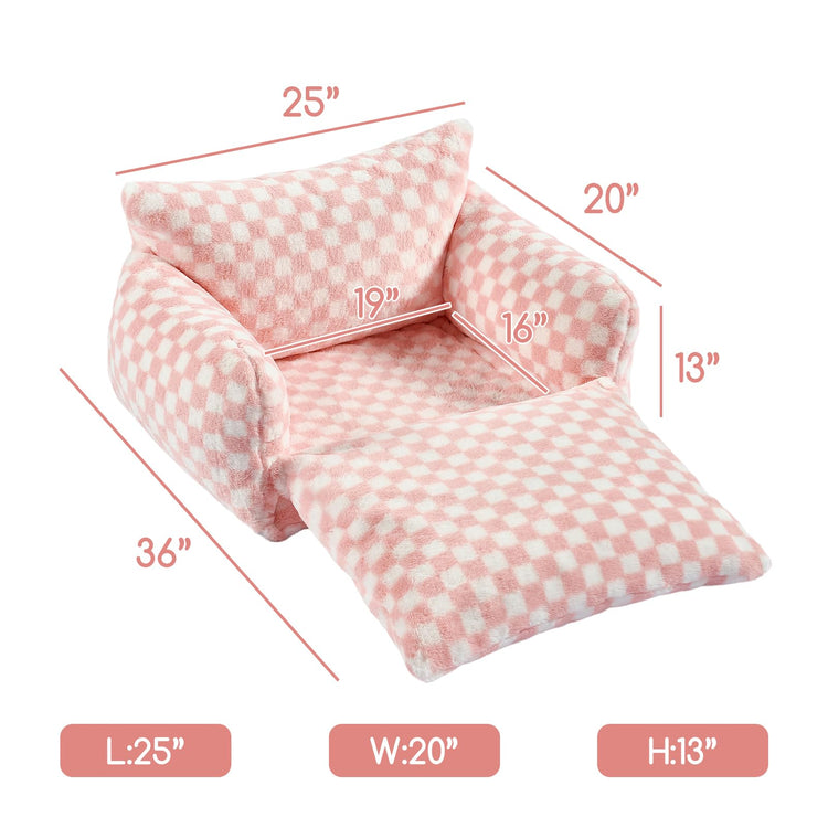 Hollypet Cat Bed Fluffy Plush Multifunctional Double-Layer Machine Washable Soft Warming Kitty Pet Couch Orthopedic Nest Beds for Small Cats Kitten and Dogs up to 13lbs, Khaki(25x20x13 inch)