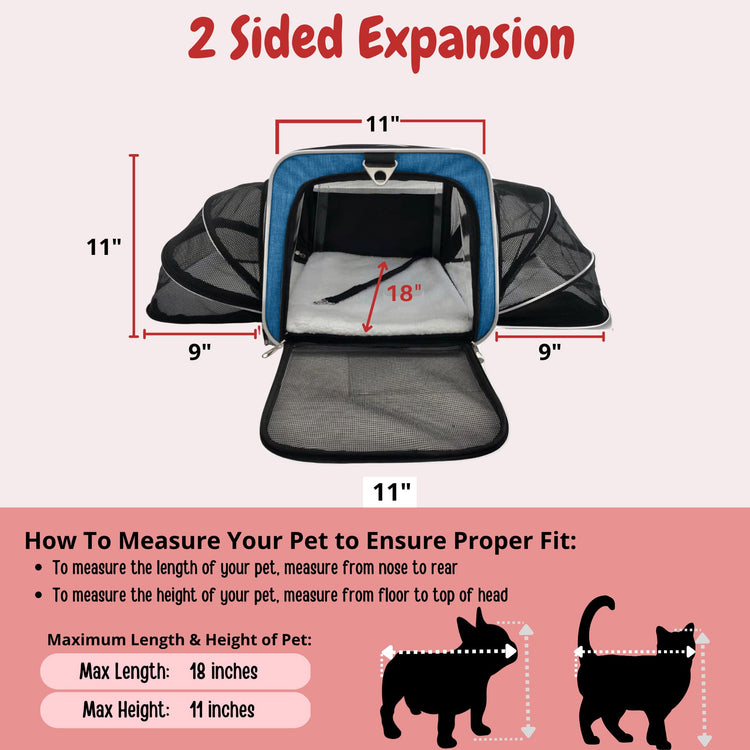 RUFF LIFE 101 Airline Approved Expandable Premium Pet Carrier on Wheels- Two Sided Rolling Carrier- Designed for Dogs & Cats- Extra Spacious Soft Lined Carrier! (Black) (RL-PET-CARRIER-WHEELS)
