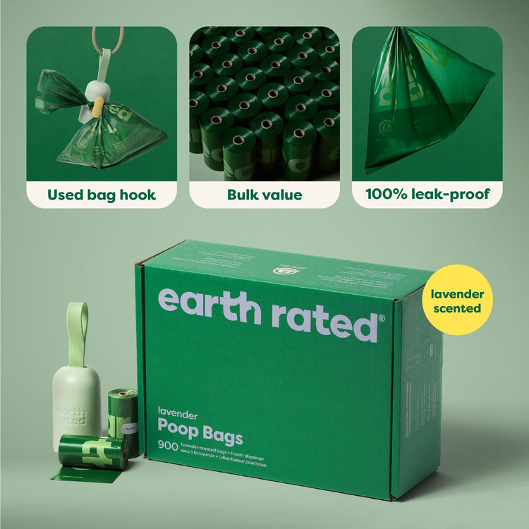 Earth Rated Dog Poop Bag Holder, Durable and Guaranteed Leakproof, Unscented, Dispenser with Starter Roll