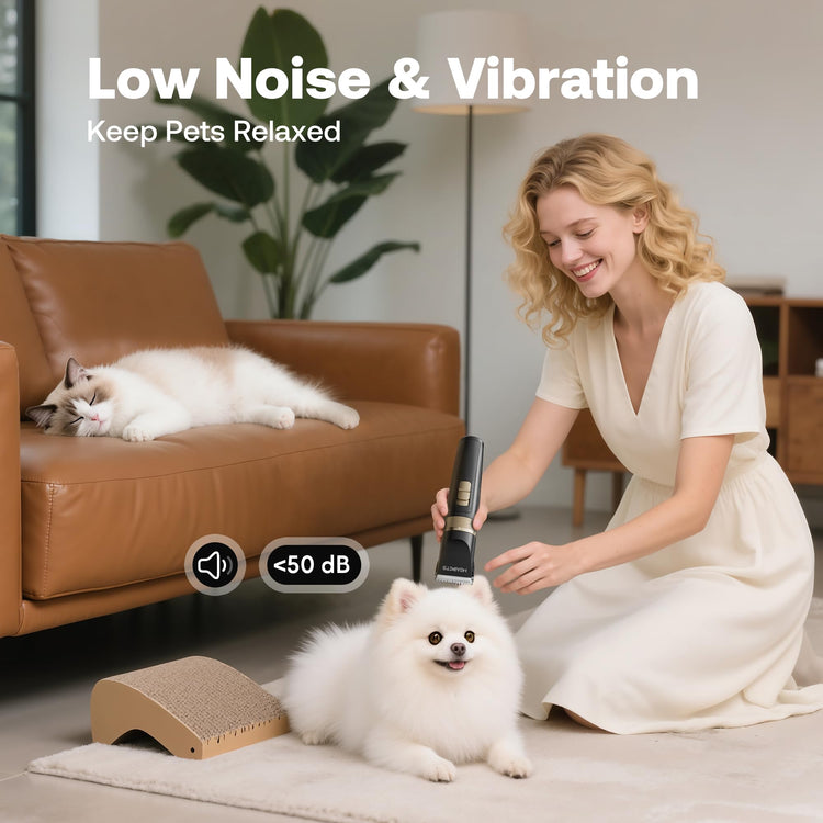 HEAPETS Dog Grooming Clippers, Low Noise, Electric Quiet, Adjustable Clipper Comb, Rechargeable Cordless Dog Hair Clippers for Dogs Cats Pets, Gold