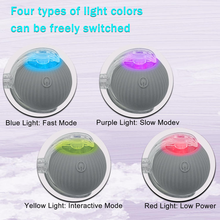 Interactive Cat Dog Toy Ball: Indoor Small Automatic Moving Smart Rolling Fun Pet Game with Led Light and String Tail for Motion Activated, Cute Kitten Puppy Present, Exercise Wheel Supplies (Yellow)