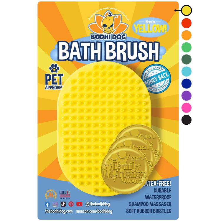 Bodhi Dog Shampoo Brush - Pet Grooming & Bath Supplies for Dogs and Cats - Bath Brush for Long & Short Hair - Premium Scrubber for Shower, Bathing & Massage (One Pack, Silver Glitter)