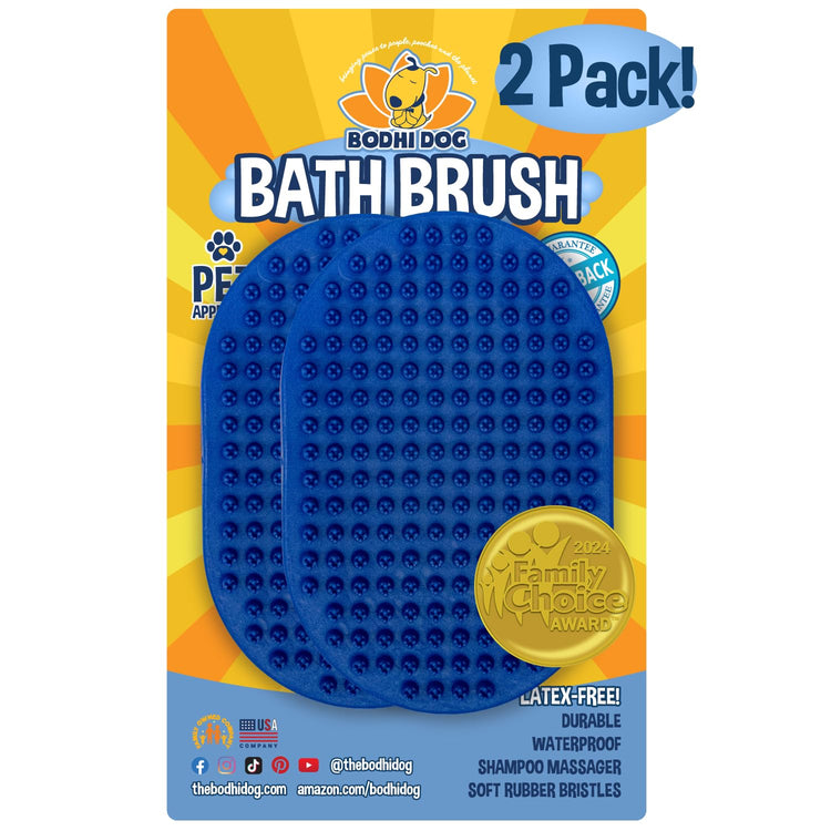 Bodhi Dog Shampoo Brush - Pet Grooming & Bath Supplies for Dogs and Cats - Bath Brush for Long & Short Hair - Premium Scrubber for Shower, Bathing & Massage (One Pack, Silver Glitter)
