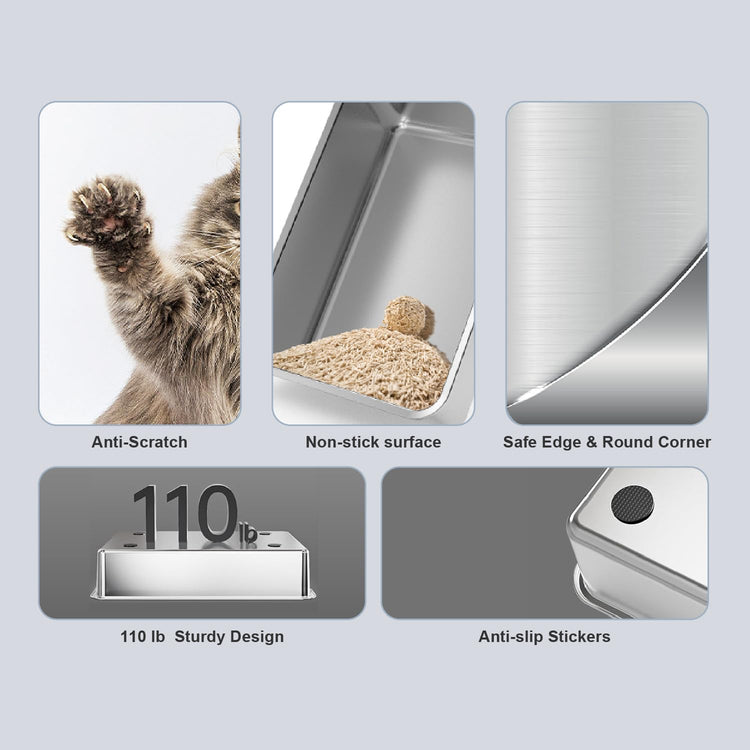 Upgraded Fully Enclosed Cat Litter Box with Lid, Covered Cat Box Enclosure, Anti-Splashing Easy to Clean Kitty Litter Boxes with Drawer, 3 Modes can Use from Kitten to Adult(White&Grey)