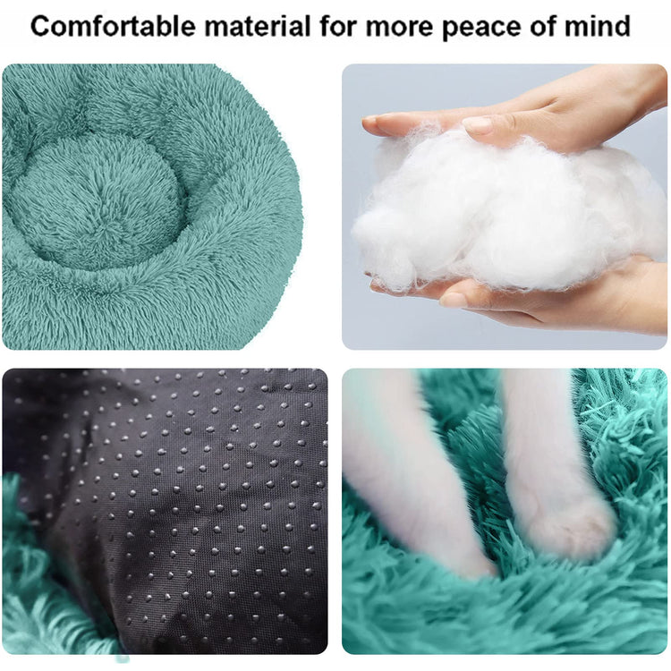 Dog Bed for Small Medium Large Dogs Cats, 20 inch Calming Washable-Round Cozy Soft Pet Bed for Puppy and Kitten with Slip-Resistant Bottom