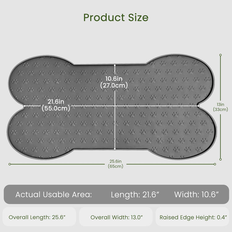 PWTAA Dog Food Mat Anti-Slip Silicone Dog Bowl Mat Thicker Pet Placemat Waterproof Cat Feeder Pad with Raised Edge Puppy Kitten Feeding Mats Suitable Small Medium-Sized Dogs Cats Eating Tray
