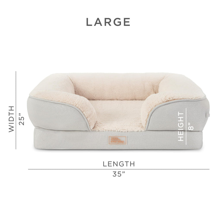 Town & Country Everyday CuddleTown Comfy Solid Bolster Sofa Pet Bed, Supportive & Calming Egg Crate Foam, Non-Slip Bottom, Machine Washable Cover, Grey, Medium 28"x23"x8"
