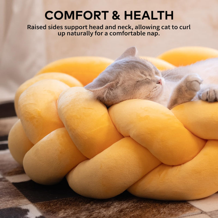 CHEERPALS Weave Cat Bed for Indoor Cats,Cute Pet Bed with Washable Cushion Fluffy Kitty Bed for Small Dog(Dark Gray)