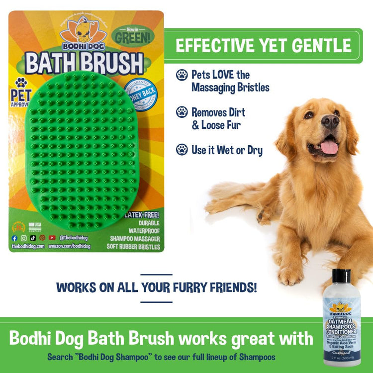 Bodhi Dog Shampoo Brush - Pet Grooming & Bath Supplies for Dogs and Cats - Bath Brush for Long & Short Hair - Premium Scrubber for Shower, Bathing & Massage (One Pack, Silver Glitter)