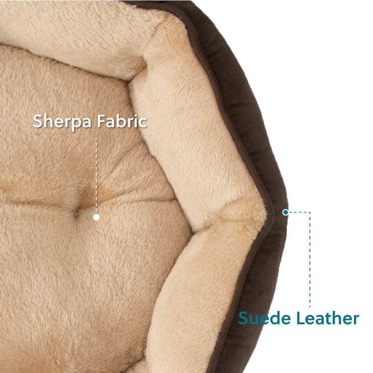 Bedsure Dog Beds for Small Dogs - Round Medium Cat Beds for Indoor Cats, Washable Pet Bed for Puppy and Kitten with Slip-Resistant Bottom, 25 Inches, Taupe