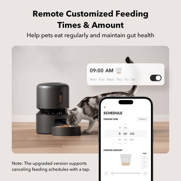 PETLIBRO Automatic Cat Feeder, 5G WiFi Automatic Pet Feeder with Freshness Preservation, 3L Timed Cat Feeders for Dry Food, Up to 48 Portions 10 Meals Per Day, Granary Pet Feeder for Cat/Dog, White