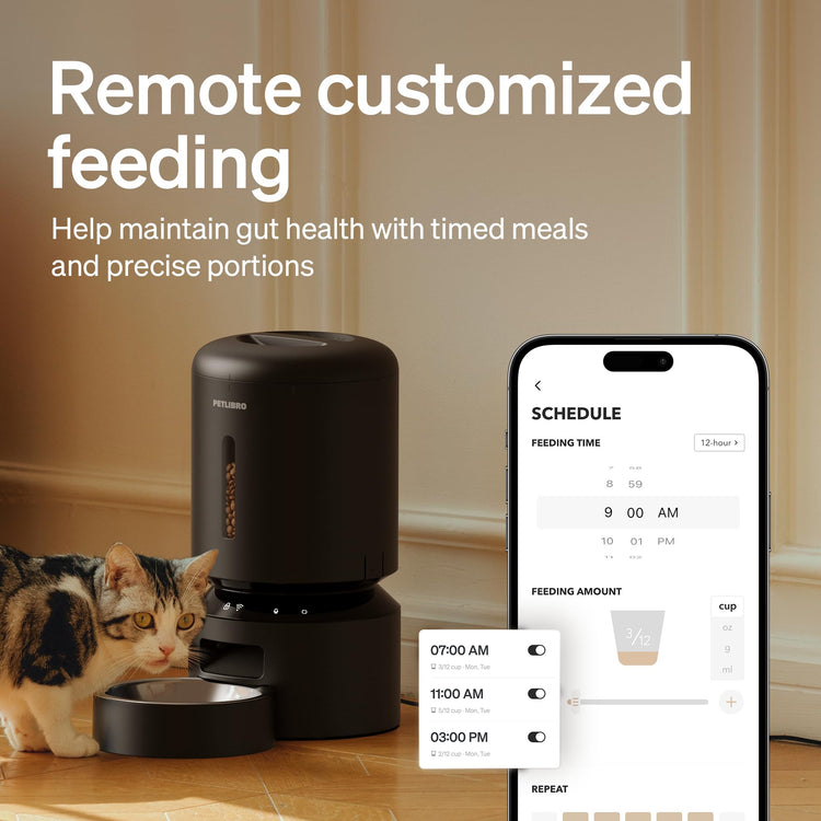 PETLIBRO Automatic Cat Feeder, 5G WiFi Automatic Pet Feeder with Freshness Preservation, 3L Timed Cat Feeders for Dry Food, Up to 48 Portions 10 Meals Per Day, Granary Pet Feeder for Cat/Dog, White