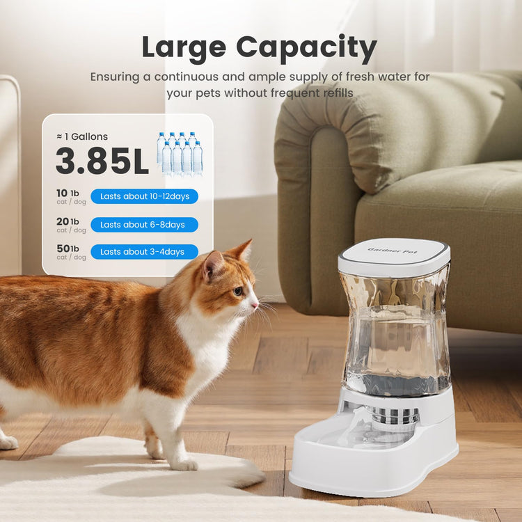 Gardner Pet Automatic Dog Water Dispenser Gravity Stainless Steel Water Waterer Feeder, 100% BPA-Free Large Capacity Water Feeding Bowls for Medium & Large-Sized Dogs Cats Other Pets -(1 Gallon)