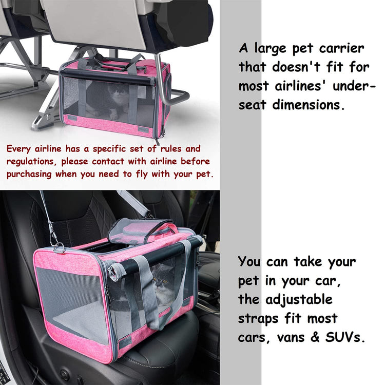 GAPZER Pet Carrier for Large Cats, Soft-Sided Cat Carrier for Medium Big Cats and Puppy up to 20lbs, Washable Dog Carrier Privacy Protection for Home Outdoor Travel
