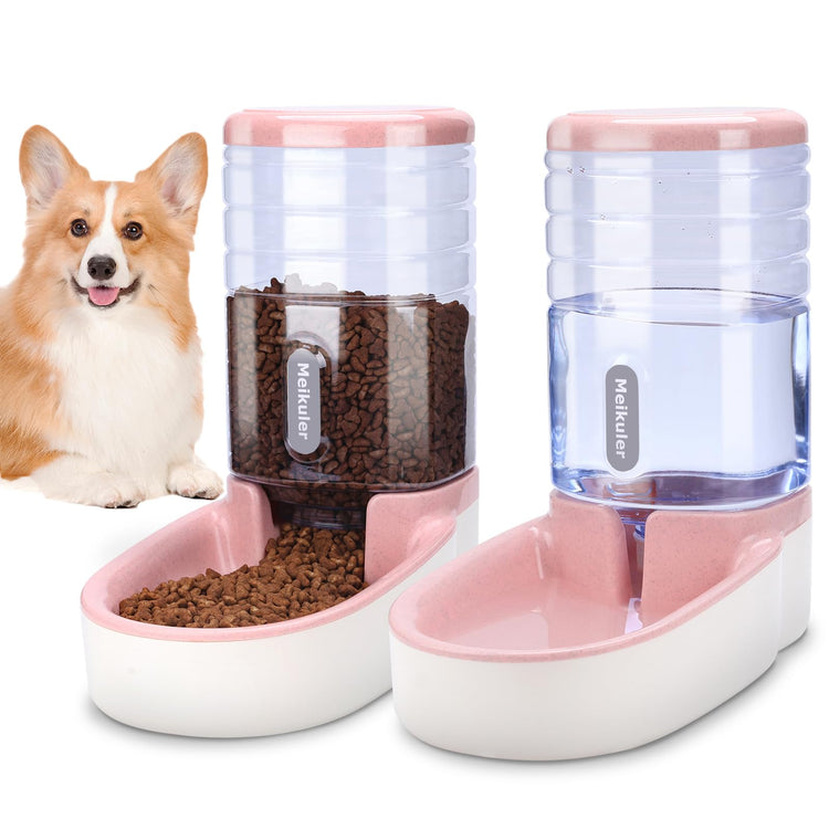 Meikuler Pets Auto Feeder 5.2L,Food Feeder and Water Dispenser Set for Medium & Large Dogs Cats and Pets Animals (Navy)