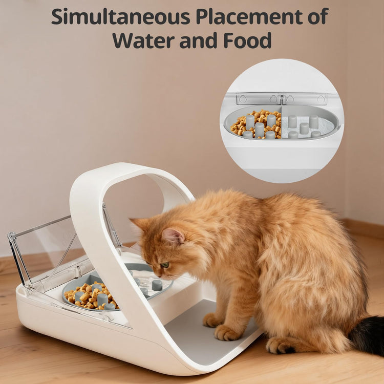 Stainless Steel Bowl for Automatic Microchip Cat Pet Feeder, Sealing Ring Design for Keeping Food Fresh and Reducing Odor, SUS 304, Easy to Clean, 2 Bowl & 1 Mat Set